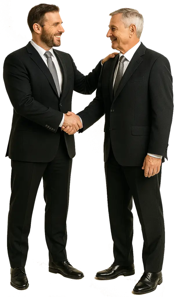 Ystävät kättelevät lämpimästi toisiaan